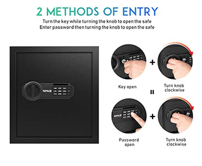 RPNB Small Home Safe Box,Personal Safe,Metal Money Safes for Home,1.2 CuFt - size: 14.15"×12.97"×12.97"