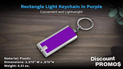 DISCOUNT PROMOS 10 Flashlight Keychains Pack - Rectangle, Plastic - Purple - color: Purple, size: 10 keychains
