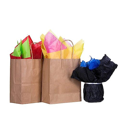Brown Paper Gift Bags Bulk with Handles 5.25 X 3.25 X 8 [100 Bags] Ideal for Shopping, Packaging, Retail, Party, Craft, Gifts, Wedding, Recycled, Business, Goody and Merchandise Kraft Bag - color: Brown