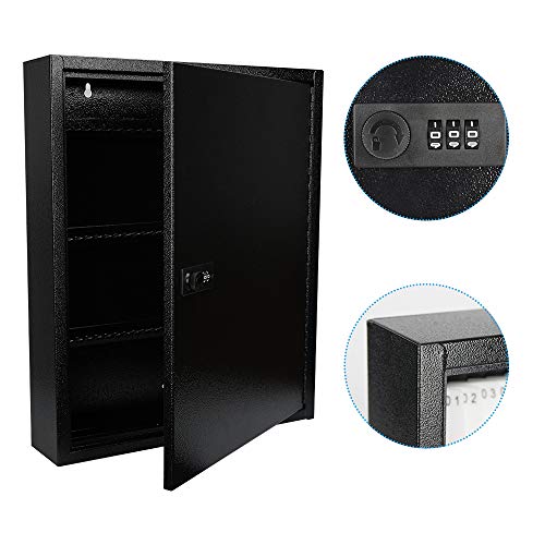 KYODOLED Key Box, Wall Mount 100 Key Cabinet, Combination Lock, Black - color: Black-05