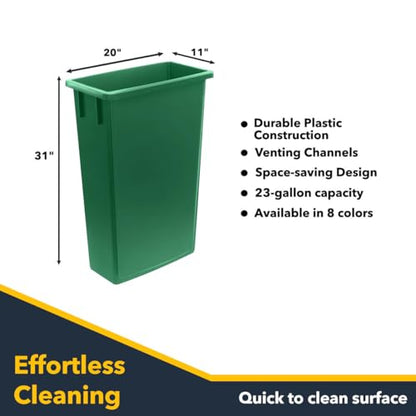 Dark Green 23 Gallon Slim Recycle Container, Commercial Trash Can, Heavy-Duty Waste Bin, Durable Plastic Garbage Can for Offices, Garages, Kitchens, Homes, Restaurants - color: Dark Green, size: Trash Can