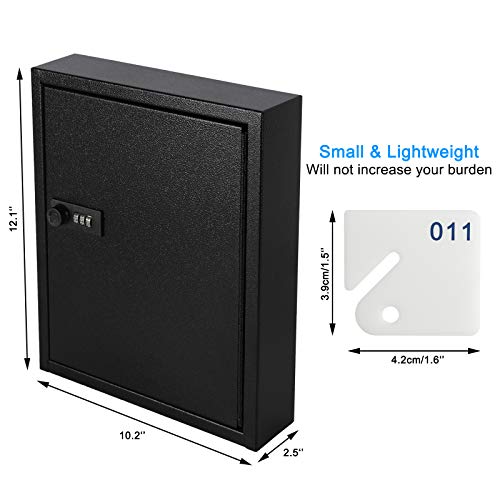 KYODOLED Key Box, Wall Mount 60 Key Cabinet, Combination Lock, Black - color: Black-04