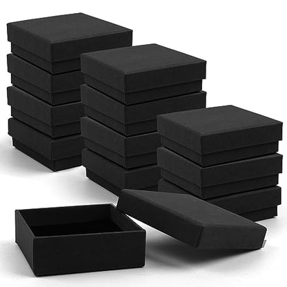 Coobbar Gift Box Necklace Earring Ring Box Gift Box,12 Pieces Square Cardboard Jewelry Gift Boxes,Cotton Filled Cardboard Paper Jewelry Box Gift Case (3.5x3.5x1.25 Inches) (Black) - color: Black