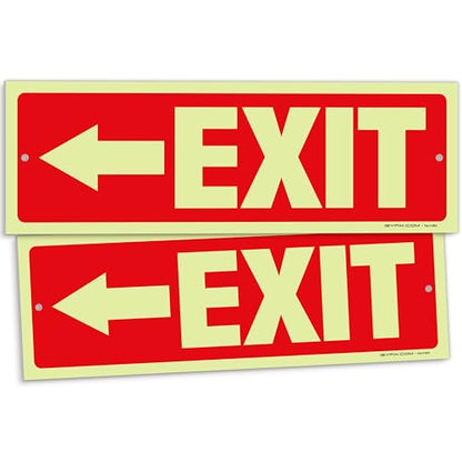 iSYFIX Exit Signs with Left Arrow, 12x4 Inch, 2 Pack - color: Plastic Left Glow, size: 2 Pk 12x4