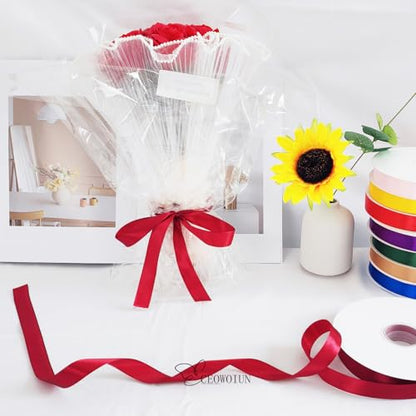 7/8in Polyester Wine Red Satin Ribbon 100Yds Wedding Craft Gift Wrap - color: Wine Red, size: 100Yards