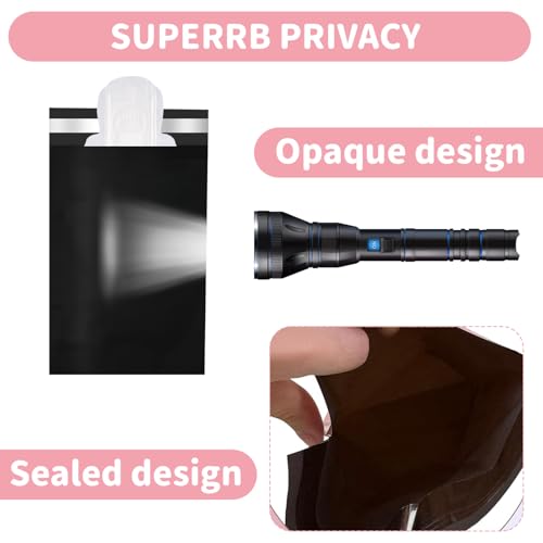 Sanitary Napkin & Tampon Disposal Bags,100pcs Black,Opaque Sealed Bags with Private Protection - color: Black