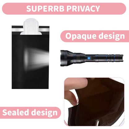 Sanitary Napkin & Tampon Disposal Bags,100pcs Black,Opaque Sealed Bags with Private Protection - color: Black