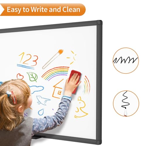 VIZ-PRO Magnetic Dry Erase Board, 60 x 40 Inches, Black Aluminium Frame - size: 60 x 40 Inches