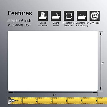 BETCKEY 4" x 6" (102mm x 152mm) Shipping Thermal Label, 12 Roll/3000 Labels - color: 12-rolls (3000 Labels)
