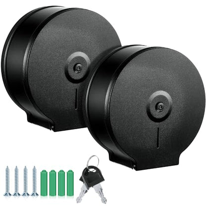 Mifoci 2 Pcs Industrial Toilet Paper Holder Commercial Roll Dispenser Wall Mount Stainless Steel Jumbo Tissue Dispenser Fits 9" Roll Toilet Paper for Office Home Public Places (Black) - color: Black