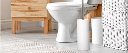 Matt White Ceramic Toilet Brush and Holder Set - color: Matt White, size: Set/2