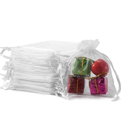 Meowoo 100PCS Organza Bags (3x4inch, White) - color: White-3x4in-100p, size: 3x4in