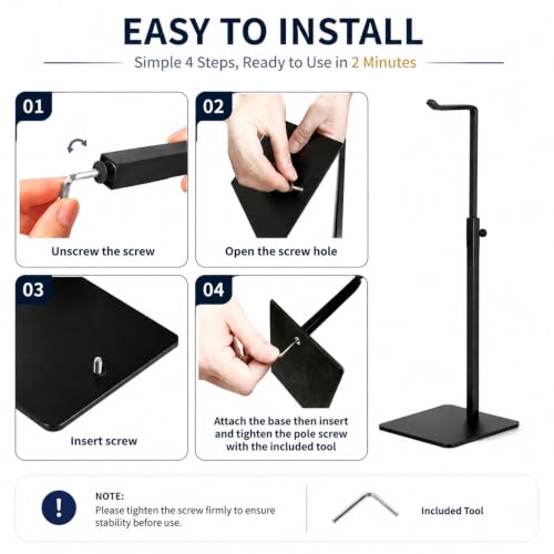 2Pack Purse Display Stand,Adjustable Purse Stands for Display Black