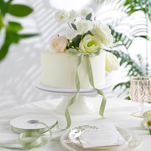 HUIHUANG Sage Green Double Faced Satin Ribbon 1/2 inch X 50 Yards - color: Dusty Sage, size: 1/2 inch