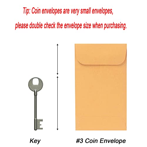 Xxcxpark 200PCS #3 Coin Envelopes 2.5x4.25 inches Brown Kraft Envelopes Classic Small Parts Gummed Flap for Coins, Cash, Credit Cards, Seeds - color: Brown, size: 200 PCS #3 (2.5" x 4.25")
