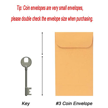 Xxcxpark 200PCS #3 Coin Envelopes 2.5x4.25 inches Brown Kraft Envelopes Classic Small Parts Gummed Flap for Coins, Cash, Credit Cards, Seeds - color: Brown, size: 200 PCS #3 (2.5" x 4.25")