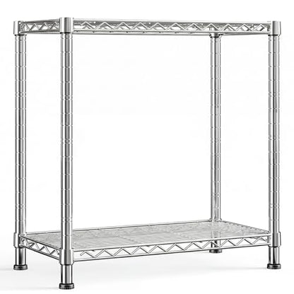 DurayLoly 400LBS 2-Tier Narrow Wire Shelving for Kitchen Laundry, Chrome - color: Chrome, size: 27.5" W*11.8" D*27.5" H