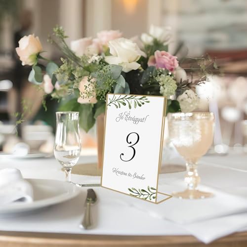4x6 Gold Picture Frames, Clear Frameless Picture Frames, 6 Pack Acrylic Self Standing Photo Frames for Wedding Table Numbers, Restaurant Signs, Photos and Art Display - color: Gold, size: 4x6"