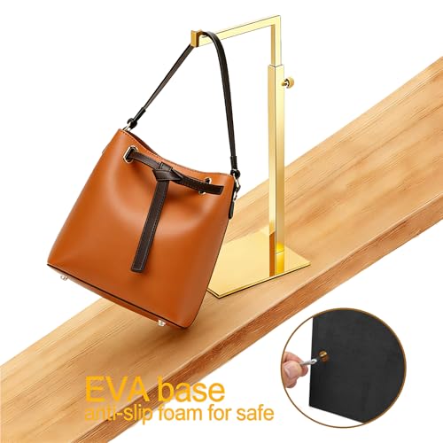 Gold Purse Display Stand, 2 Pack Handbag Display Stand Adjustable Height Stainless Steel Stability Non-slip Base,22lbs Large Bags Display Rack Luxury Purse Holder for Table Retail Closet - color: A-Gold
