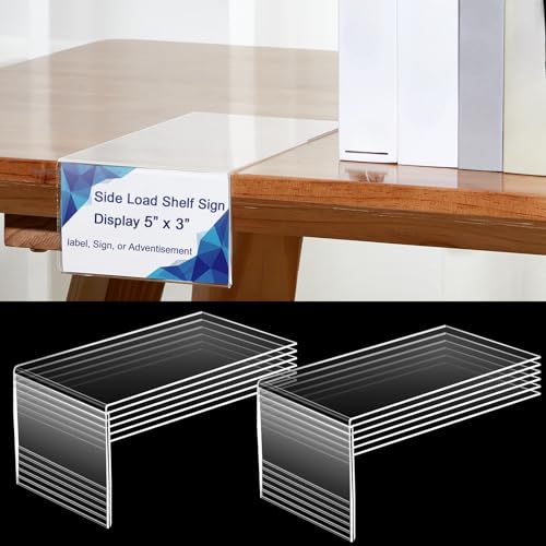 Feifeiya 12 Pcs Acrylic Shelf Talkers 5" x 3", Side Load Label Holders - size: 5" x 3"