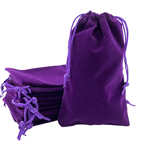 Palmhomee Pack of 48 4x6 Inch Velvet Drawstring Bags Gift Bag Velvet Pouch For Jewelry Wedding and Party Favor (Purple) - color: Purple