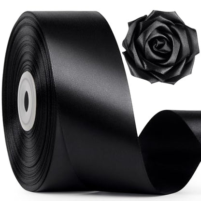Mauproy Black Satin Ribbon, 1-1/2 Inch, 50 Yards - color: Black