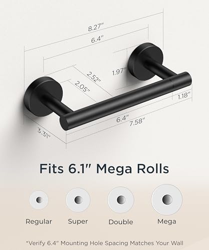 FORIOUS Commercial Toilet Paper Holder Wall Mount Bathroom Tissue Holder - color: Matte Black