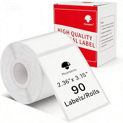 Phomemo M220 Thermal Labels 2.36"x 3.15" for M220/M221/M250/M260, 90 PCS - color: White, size: 2.36"x3.15"