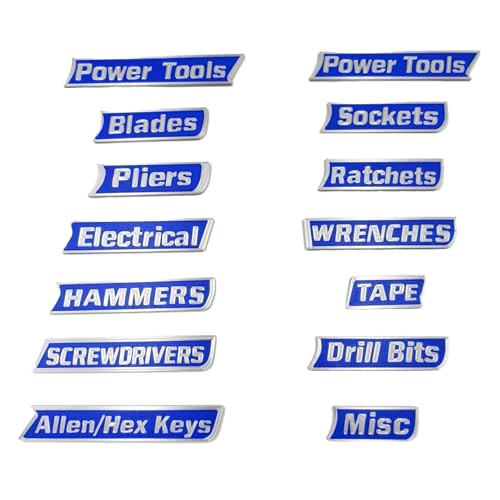 12 Pack Magnetic Tool Box Labels, Toolbox Magnets for Organization - color: Blue