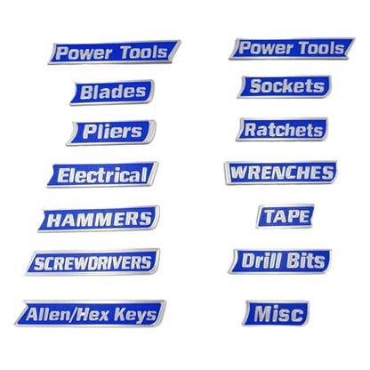12 Pack Magnetic Tool Box Labels, Toolbox Magnets for Organization - color: Blue