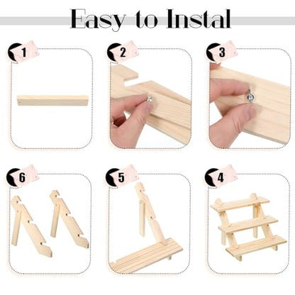 3 Tier Wooden Display Stand, 2 Pack Earring Display Stands For Selling Detachable Wood Tiered Jewelry Card Show Stand for Jewelry Cupcake Party Home Photo Outdoor Stalls