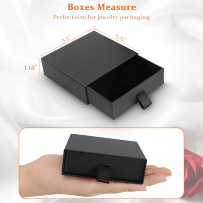 Jewelry Gift Boxes, 5 Pack 3.5x3.5x1.18 inch Small Jewelry Boxes, Small Gift Box for Necklaces Bracelet Earring Ring Gift packaging(Black) - color: Black1