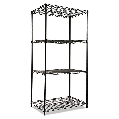 Alera ALE Industrial Heavy-Duty Wire Shelving Starter Kit, 4-Shelf, 36w x 24d x 72h, Black - color: Black, size: 36w x 24d x 72h
