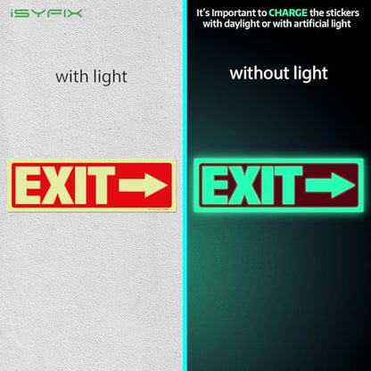 iSYFIX Exit Stickers Signs Directional Right Arrow 2 Pack 12x4 Inch - color: Sticker Right Glow, size: 2 Pk 12x4