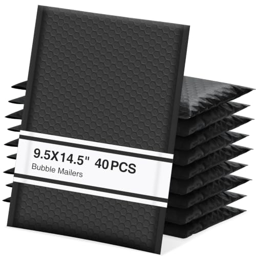 UCGOU Bubble Mailers 9.5x14.5" 40 Pack Usable Size 9.5x13.5" Black Padded - color: Black, size: 9.5x14.5" 40PC