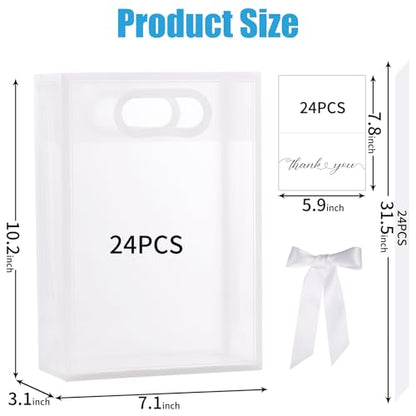 GAWBYET 24 Pcs Clear Plastic Gift Bags with Handles,White - color: White-7x10x3.15 Inch