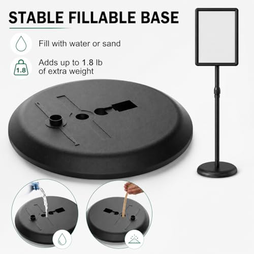 Sign Holder Stand Display: 8.5×11 Inch Adjustable Standing Signage Stand with Snap Frame for Malls Schools Restaurants (2 pack)
