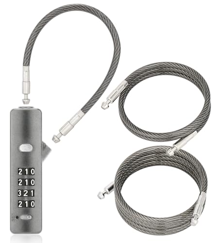 3 Interchangeable Cable Combination Lock, 904EC, Gun-Grey - color: Gun-Grey, size: 904EC-9"/23.6"/47.2"