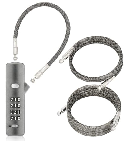 3 Interchangeable Cable Combination Lock, 904EC, Gun-Grey - color: Gun-Grey, size: 904EC-9"/23.6"/47.2"
