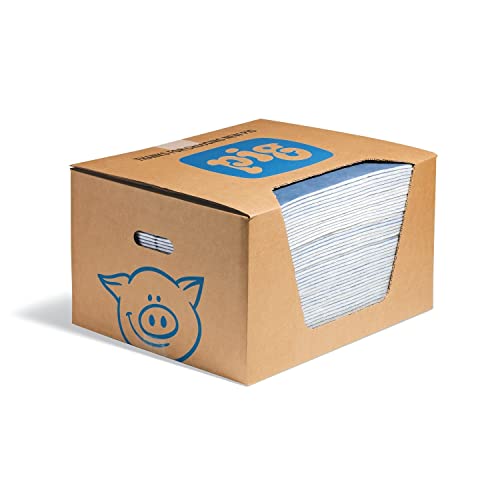 PIG Water Absorbent Mat - Reusable - 50 Pack - 15" x 19" Pads - Blue and White - PM50539 - size: 15" x 19"