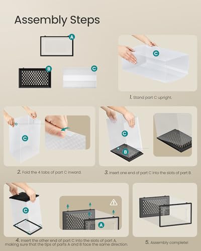 SONGMICS Shoe Boxes, Clear Plastic Sneaker Box, Pack of 24 - color: Transparent + Black, size: L-24pcs