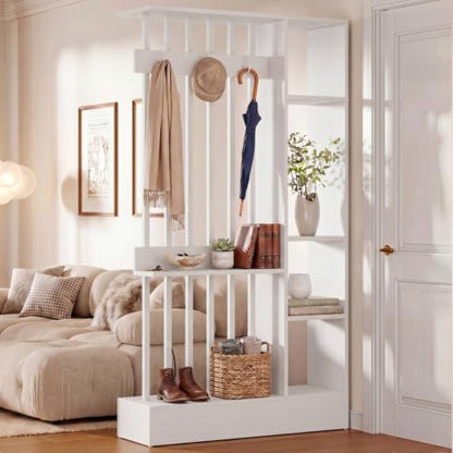 Tribesigns Wall Room Divider with Shelves, 71" Freestanding Room Divider - color: White