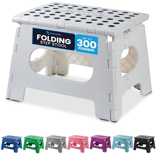 Handy Laundry Folding Step Stool 9 Inch, White, Non-Slip Holds 300 lbs - color: White, size: 9 Inch
