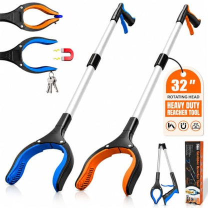 2-Pack 32" Grabber Reacher Tool, Long Easy Foldable Reaching Pickup Tool - color: 32"blue&orange - 2pack