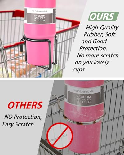 Kevenal Shopping Cart Cup Holder, Hanging Cup Holder for Shopping Carts, Black, Stainless Steel