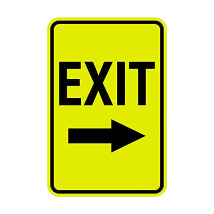 Signs ByLITA Portrait Round Exit Right Arrow Sign with Adhesive Tape, Mounts On Flat Surface (Yellow/Black) - Small - color: Yellow / Black, size: 4 x 6" - Small (1 Pack)