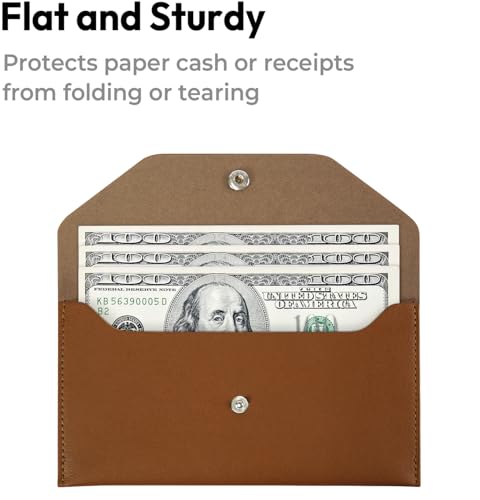 Carrotez PU Leather Cash Envelope Wallet, Money Envelope for Cash - Brown - color: Brown, style: No Letter Engraving
