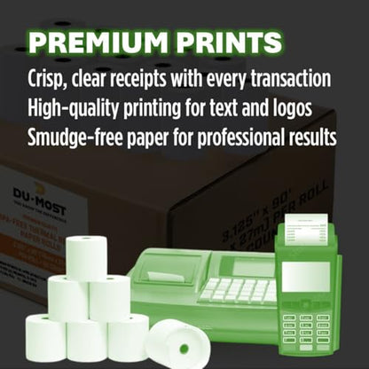 DU-MOST 5230 Thermal Receipt Paper Rolls, 2-1/4" x 80 ft, 50 Pack, BPA & BPS Free Premium Cash POS Register Paper Bulk for Credit Card Terminals, Receipt Printers, Fits Glover Mini and Mobile Printers - size: 2-1/4" x 80 feet