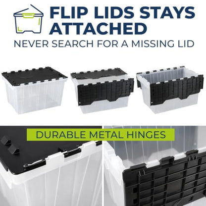 12 Gallon Clear Storage Tote with Flip Lid, Standard Duty, Pack of 6 - style: Pack of 6