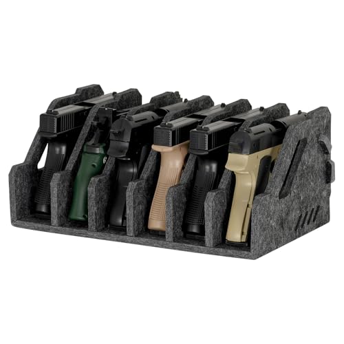 Pistol Rack for Gun Safe, Soft Felt, Handgun Rack, Revolver Firearm Holder - color: 6 Slots
